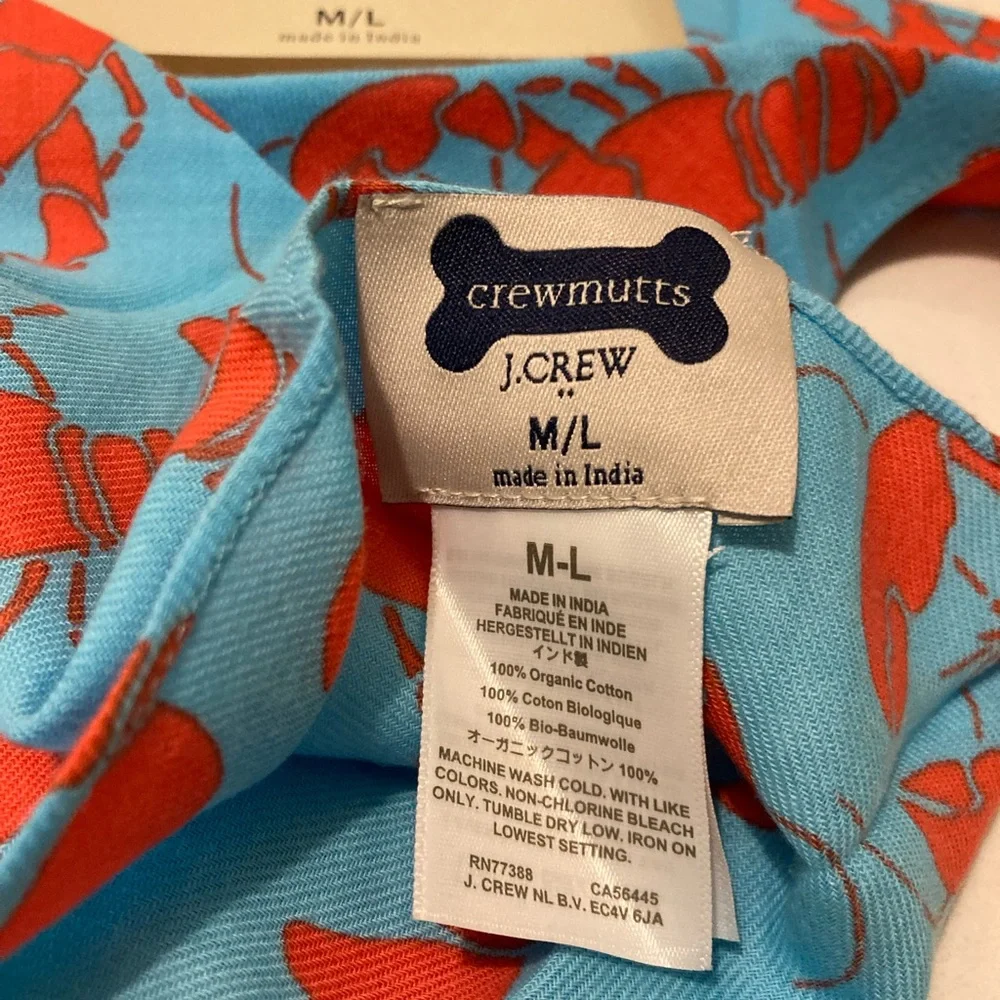 Dog Bandana Organic Bandana JCrew Crewmutts New Blue & Red Lobster Bandana